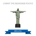 Christ the Redeemer Statue Rio de Janeiro Brazil vector flat Royalty Free Stock Photo