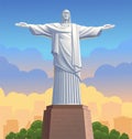 Christ the Redeemer statue in Rio de Janeiro Brazil. Vector illustration Royalty Free Stock Photo