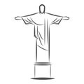 The Christ the Redeemer statue in Rio de Janeiro, Brazil. Vector sketch illustration. Royalty Free Stock Photo