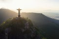 Christ the Redeemer Statue on top of Corcovado Mountain at sunset - Rio de Janeiro, Brazil Royalty Free Stock Photo