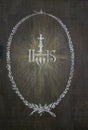 Christ\'s monogram IHS on the altar in the Church of Our Lady of snow in Kamensko, Croatia Royalty Free Stock Photo