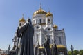 Christ the Savior Cathedral and monuments of the sculptural complex Patriarchs of Moscow and all Russia. Moscow, Russia