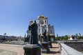 Christ the Savior Cathedral and monuments of the sculptural complex Patriarchs of Moscow and all Russia. Moscow, Russia