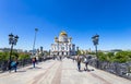 Christ the Savior Cathedral and Patriarshy Bridge day, Moscow, Russia