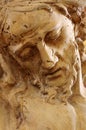 Christ wooden statue portrait detail