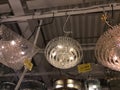 Christal chandeliers in home lighting shop. Royalty Free Stock Photo
