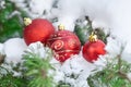 Christamas background decor ball on snow Royalty Free Stock Photo