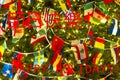 Christas Tree with Variety Countries Flags, Chinese and English Words Royalty Free Stock Photo