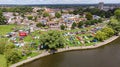 Christchurch, Dorset / United Kingdom - June 30, 2019: An aerial view of the Classic Cars On The Prom Bournemouth home of the pre