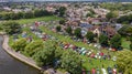 Christchurch, Dorset / United Kingdom - June 30, 2019: An aerial view of the Classic Cars On The Prom Bournemouth home of the pre