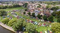 Christchurch, Dorset / United Kingdom - June 30, 2019: An aerial view of the Classic Cars On The Prom Bournemouth home of the pre