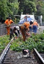 Christchurch Earthquake - Workers Clear Railway