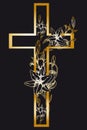Christening cross with gold lily 2 Royalty Free Stock Photo