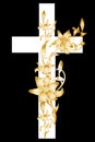 Christening cross with gold lily 1 Royalty Free Stock Photo