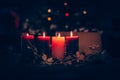 christian advent wreath with 4 burning candles Royalty Free Stock Photo