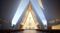 Christian architecture. Modern, white church during a sunny day Royalty Free Stock Photo