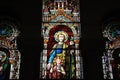 Christian Art in Almudena cathedral in Madrid, stained glass medieval historical religious artwork christianity Royalty Free Stock Photo