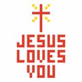 Christian art. Colorful interlocking plastic bricks, plastic construction. Jesus loves you. Royalty Free Stock Photo