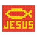 Christian art. Colorful interlocking plastic bricks, plastic construction. Jesus Royalty Free Stock Photo