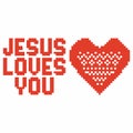 Christian art. Colorful interlocking plastic bricks, plastic construction. Jesus loves you. Royalty Free Stock Photo