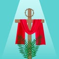 Christian banner holy week with the crucifixion of Jesus and the thorns wreath. Vector illustration