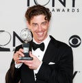 Christian Borle with his Tony at the 2012 Awards in New York City Royalty Free Stock Photo