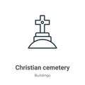 Christian cemetery outline vector icon. Thin line black christian cemetery icon, flat vector simple element illustration from Royalty Free Stock Photo