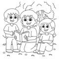 Christian Children Reading a Bible Coloring Page