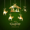 Christian Christmas elements on seamless green background Royalty Free Stock Photo