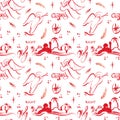 Christian christmas watercolor hand drawn seamless pattern.