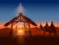 Christian Christmas with Wise Men and Jesus