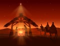 Christian Christmas with Wise Men and Jesus on Night Background Royalty Free Stock Photo