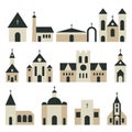 Christian church with basilica and tower vector set