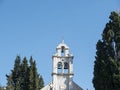 Christian church bell tower front view Royalty Free Stock Photo