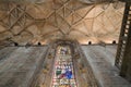 Christian church ceiling with stained glass windows