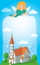 Christian Church With Cross. Vector Illustration. Royalty Free Stock Photo