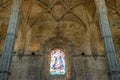 Christian church interior with stained glass windows