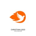 Christian church logo. Bible symbols. The dove and the flame are symbols of the Holy Spirit of God Royalty Free Stock Photo