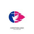 Christian church logo. Bible symbols. The dove and the flame are symbols of the Holy Spirit of God Royalty Free Stock Photo