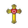 Christian church logo. Cross, heart and crown of thorns