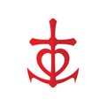 Christian church logo. The Cross of Jesus and the Anchor