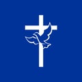Christian church logo. The cross of Jesus and the dove are the symbol of the Holy Spirit Royalty Free Stock Photo