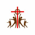 Christian church logo. Glorification of God, worshipers of Jesus