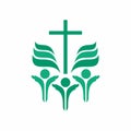 Christian church logo. Glorification of God, worshipers of Jesus