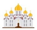 Christian Church. Orthodox church. Flat Cartoon style chapel with cross, chapel, domes. Orthodox church buildings vector