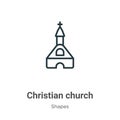 Christian church outline vector icon. Thin line black christian church icon, flat vector simple element illustration from editable Royalty Free Stock Photo