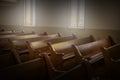 Christian Church Pews, Religion, Background Royalty Free Stock Photo