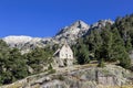 Christian church next to Wallon Marcadau mountain refuge in beautiful valley in the Pyrenees mountain range, France, Europe Royalty Free Stock Photo