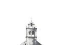 Christian church bell tower on blue sky front view isolated Royalty Free Stock Photo