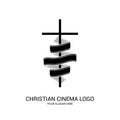 Christian cinema logo. Symbols of movies and videos for the ministry, conference, camp, festival, event